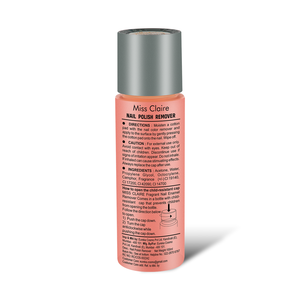 Miss Claire Nail Polish Remover – Acetone Formula, Quick Color Removal