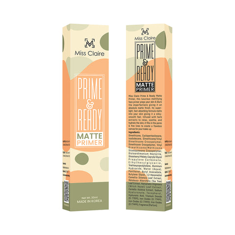 Prime & Ready Matte Primer - Oil Control, Pore Minimizing, Long-Lasting, Smooth Finish