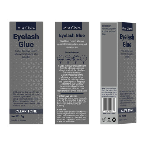 Eyelash Glue - Clear Tone - Strong Hold, Invisible Finish, Waterproof, Easy Removal