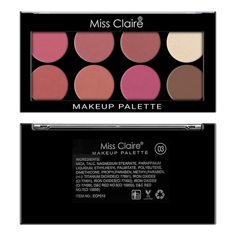 8 Pressed Makeup Palette ECP-512-03 - Elegant Shades, Smooth Application, Long-Lasting, High Pigmentation
