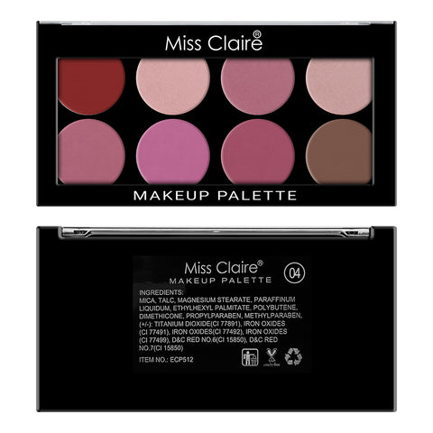 8 Pressed Makeup Palette ECP-512-04 - Bold Shades, Smooth Application, Long-Lasting, High Pigmentation