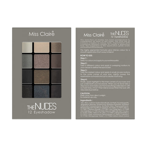 12 Eyeshadow Kit - The Nudes: Elegant Shades, Smooth Application, Long-Lasting, Highly Pigmented, Professional Finish