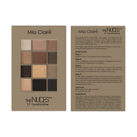 12 Eyeshadow Kit - The Nudes ++: Elegant Shades, Smooth Application, Long-Lasting, Highly Pigmented, Professional Finish