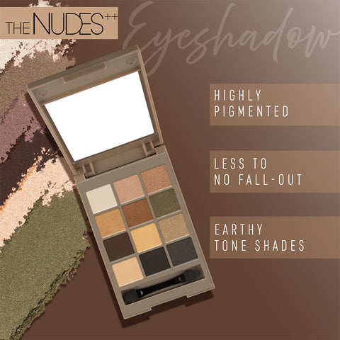 12 Eyeshadow Kit - The Nudes ++: Elegant Shades, Smooth Application, Long-Lasting, Highly Pigmented, Professional Finish