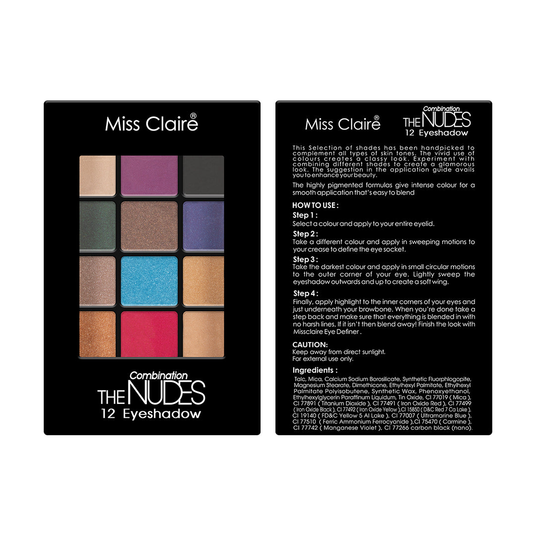 12 Eyeshadow Kit - The Combination Nudes: Versatile Shades, Smooth Application, Long-Lasting, Highly Pigmented, Professional Finish