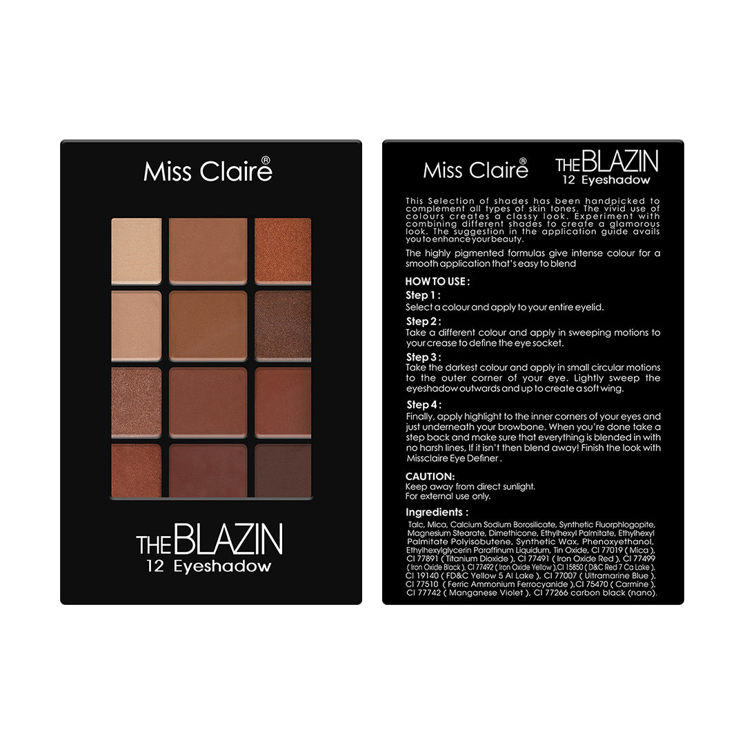 12 Eyeshadow Kit - The Blazin: Vibrant Colors, Smooth Application, Long-Lasting, Highly Pigmented, Professional Finish
