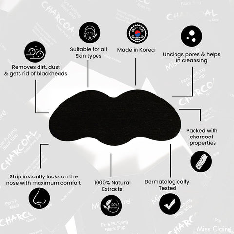 Charcoal Nose Strip - 3PCS - Deep Cleansing, Blackhead Removal, Easy Application, Gentle Formula